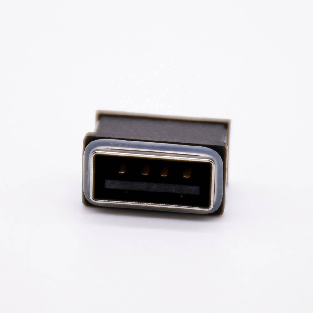 Waterproof USB charger Socket Female 4 Pin A Type SMT IPX8 Straight
