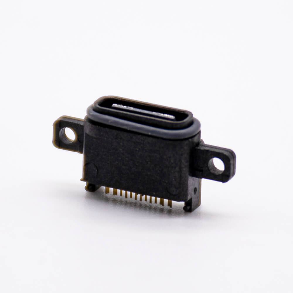 Waterproof USB Type C Connector Offset Type IPX8 16P With Waterproof Ring