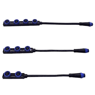 F Type M15 Waterproof Connector 2 Pin Industrial Aviation LED Power Connector Dual Female with 1.0 Square Cable