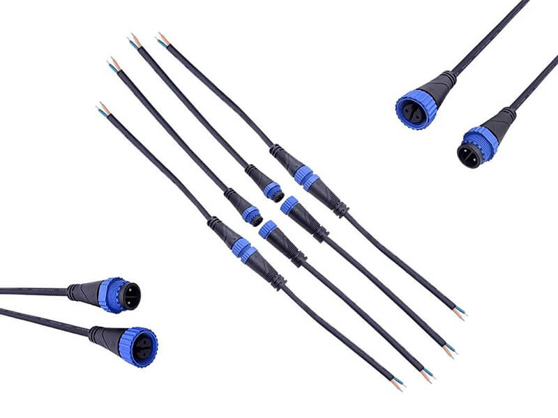 F Type M15 Waterproof Connector 2 Pin Industrial Aviation LED Power Connector Dual Female with 1.0 Square Cable