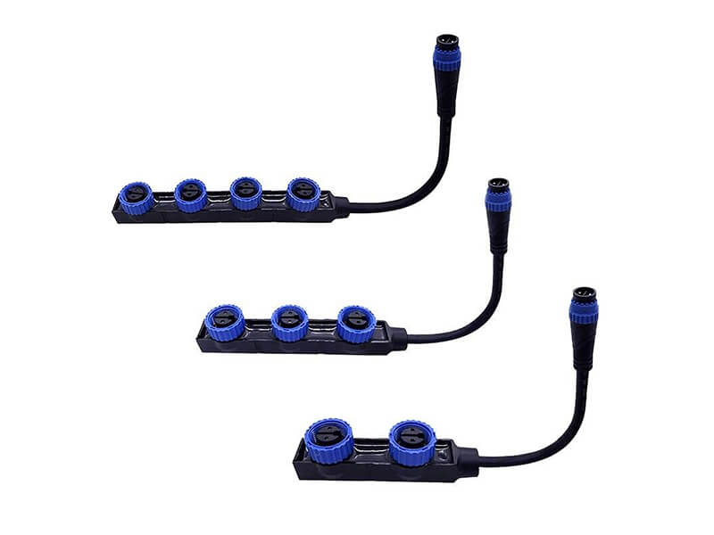 F Type M15 Waterproof Connector 2 Pin Industrial Aviation LED Power Connector Dual Female with 1.0 Square Cable