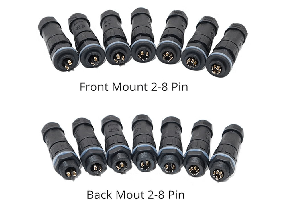 IP68 M12 8 Pin Panel Mount Back Fastened Connector Solder Type for Cable 8 pin Sensor Connector Nylon PA66 Material for LED Strips