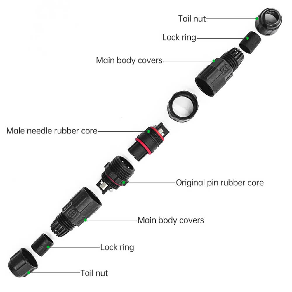 M16 Waterproof Cable Connector IP68 2 Pin Male Female Plug Welding Electrical Wire Connector