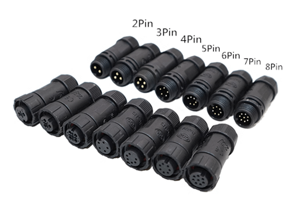 Nylon 2pin IP67 waterproof power male female m12 connector Docking Solder Type For Cable Connector for LED Strips