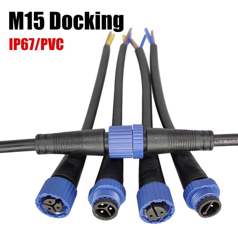 Waterproof Male Female Plug M15 Connector 2Pin Industrial Aviation LED Power Cord Automobile Plug-in 1.5 Square Cable
