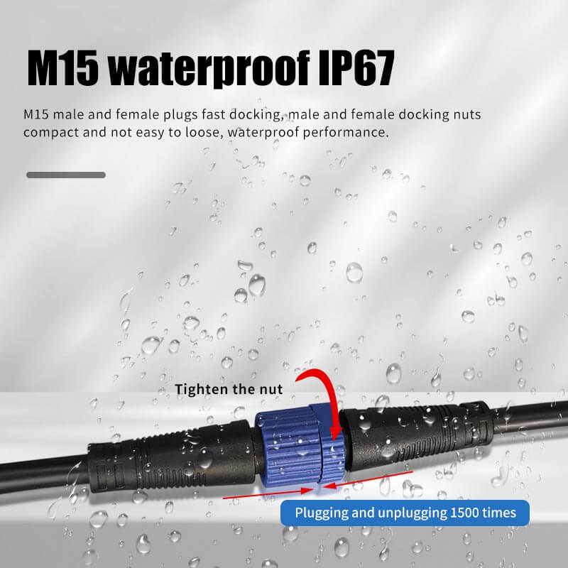 Waterproof Male Female Plug M15 Connector 2Pin Industrial Aviation LED Power Cord Automobile Plug-in 1.5 Square Cable